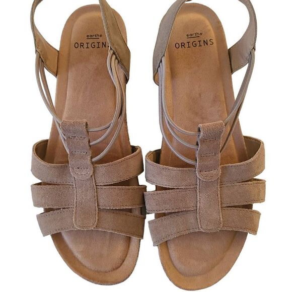 Earth Origins Laney Leather Sling Back Sandal Sedona Brown Comfort - Picture 5 of 10